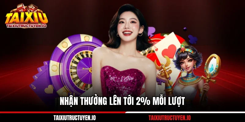 Nhận thưởng lên tới 2% mỗi lượt